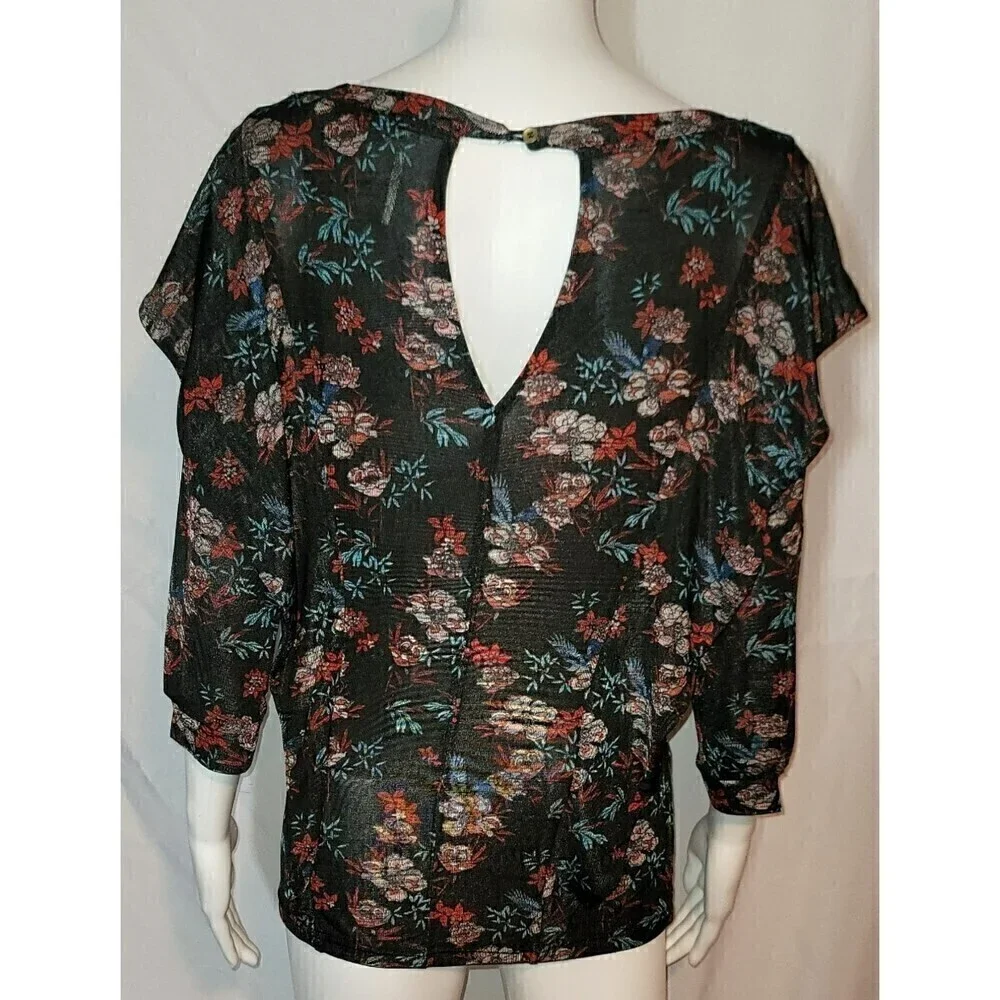Free People Floral Dock Street Top Stretch Ruffle - Size SP